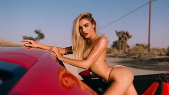 Big Booty Blonde Posing On Supercar