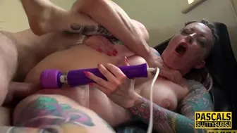 Dominated Tattooed Busty Slut Deep Throats