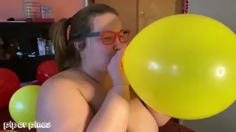 Bbw Blowing Balloons And Popping Them