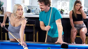 Teen And Bf Play Pool With Her Roommate