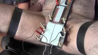 Using My Folsum Electro Board On My Slave. This Device Is A Must For All Electric Play Fans. His Cock Gets Clamped Between The 2