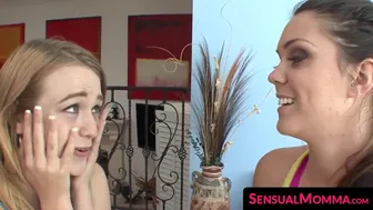 Teen Tempts A Busty Milf With Natural Tits To Have Lesbian Sex