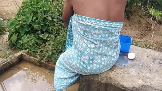 Busty Indian Stepmom Soaping Outdoors