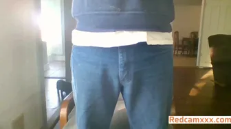 Mature Guy Takes His Underwear Off And Strokes His Boner