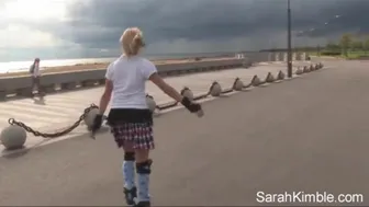 Sweet Sarah Kimble Roller Blade On The Part And Showing Her Pussy Closeup Naked Outdoor