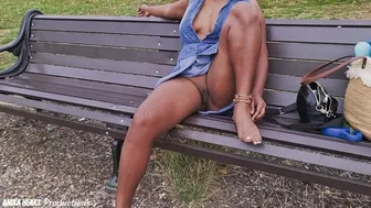 On A Park Bench Upskirt No Panties No Bra - Public Flashing