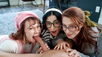 Busty Nerdy Gfs Enjoying A Big Dick In Foursome