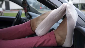 Xiomara's Light Pink Ped Socks In The Car! - Mov