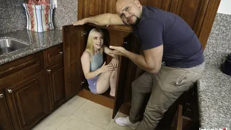 Tiny Blonde Is Served Dick In The Kitchen