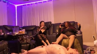 Goddesses Recording Slave At Feet