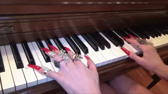 Long Red Fingernails Playing Piano - Full Clip - 1920X1080(*Wmv)