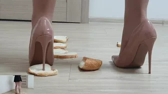 Floor View Careless Bread Crush In Nude Stiletto Heels Wmv