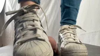 A Cockcrushing Dream In Adidas Superstars - Cbt And Shoejob With Huge Cumplosion Under Sneakers - Slave - 4K