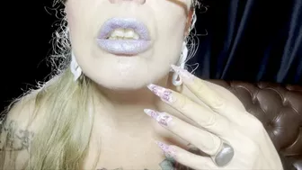 Blowing Smoke In Your Face - Yellow Teeth And Fingers - Lipstick - Long Nails