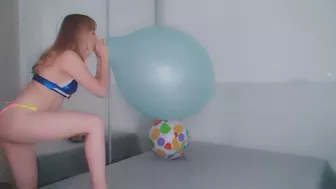 Alla Wears An Inflatable Vest And Plays With A Beach Ball And Does A 16' Balloon B2P