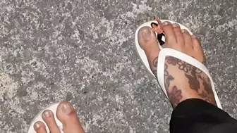 Giantess Walks With A Tiny Man Trapped In Her Flip Flops