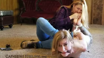 0070 A Naked, Helpless & Hogtied Catherine Sterling's Bare Feet Are Feasted On By Lisa Harlotte! Barefoot Bondage, Biting, Licking, Lesbian Domination! Hd Version