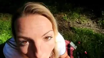 Blonde Slut Gets Both Holes Fucked Outdoor In The Nature