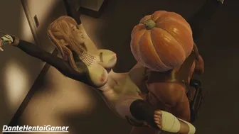 Sora (Scene 3) - Redhead Girl Is Restrained And Fucked Hard By Halloween Pumpkin Man