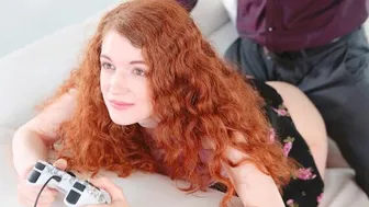 Skinny Redhead Gets Fucked While Playing