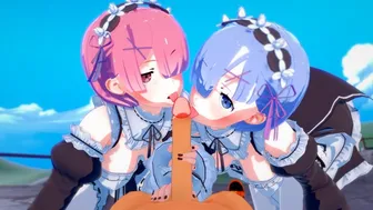 Re Zero: Threesome With Rem And Ram (3D Hentai)