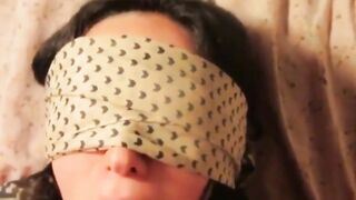 Curly Hair Girl In Blindfold Sucks Tip And Takes Big Facial