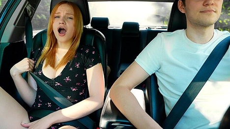 Verlonis Gets A Surprise Creampie In Her Red Head Pussy While Driving A Car In Public